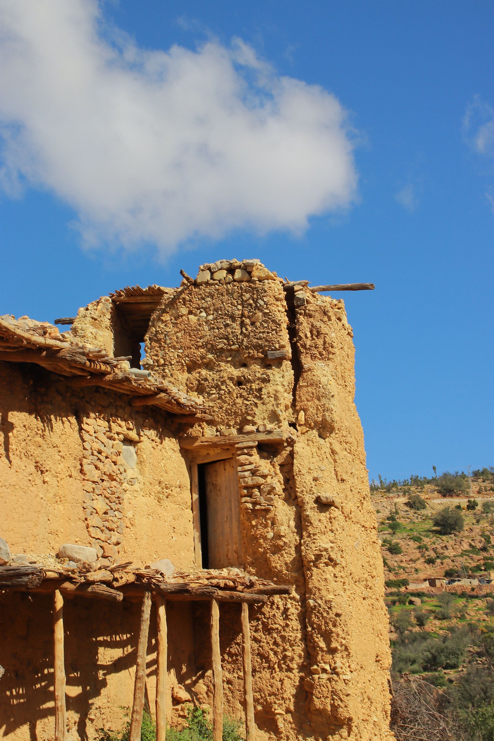 Walkers on a High Atlas ridge, Morocco