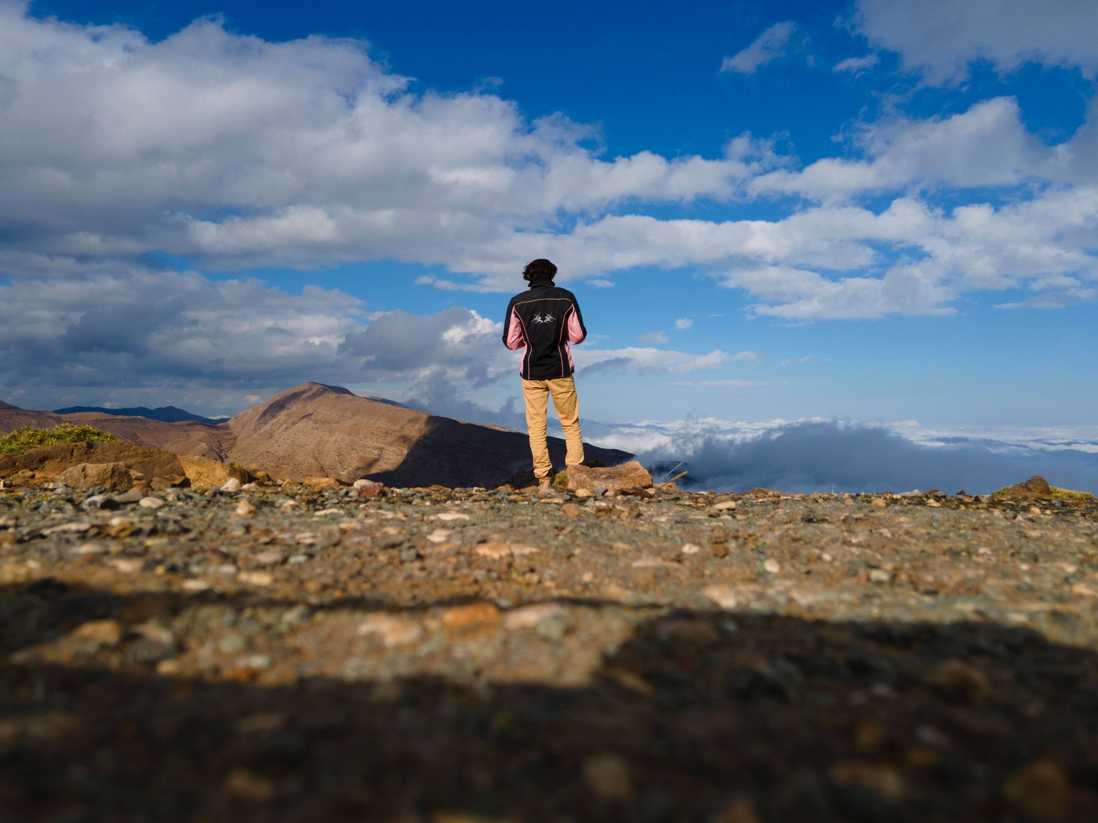 High Atlas summit ridge above Imlil on the Talamroute summit day hike, Morocco