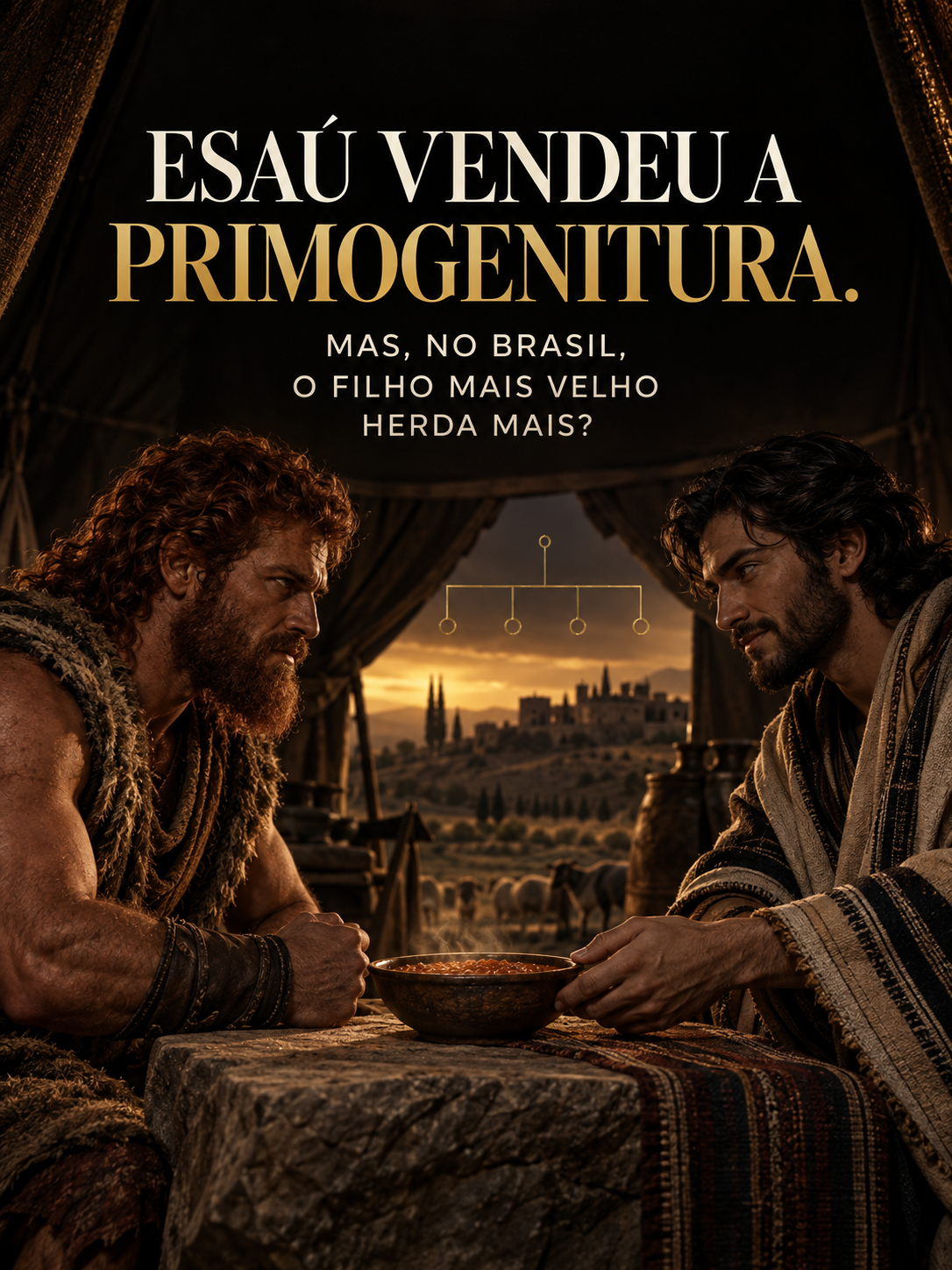 Esaú e Jacó em representação da dúvida sobre o direito do filho mais velho a uma parcela maior da herança.