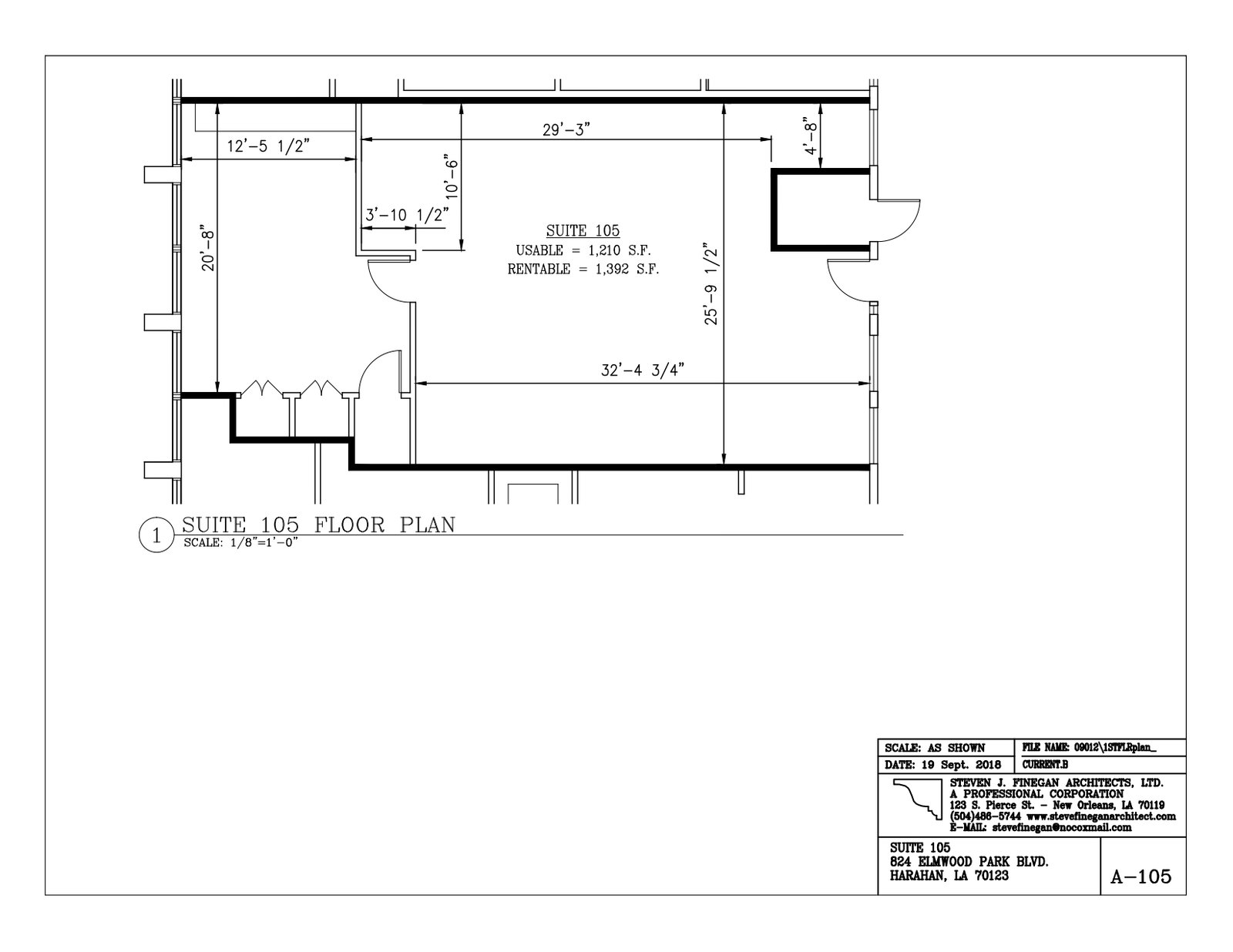 Suite 105 architectural floor plan layout