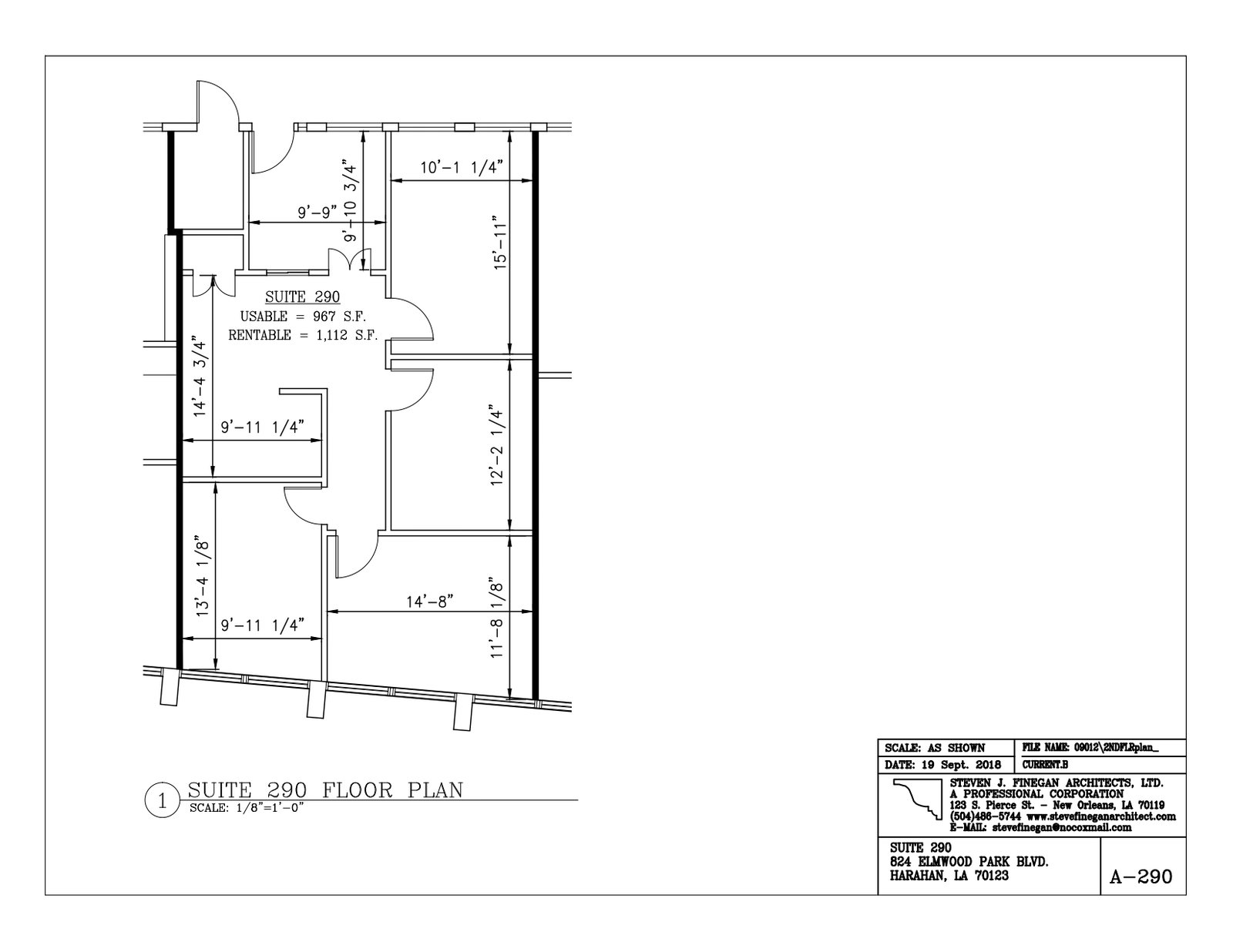 Suite 290 architectural floor plan layout