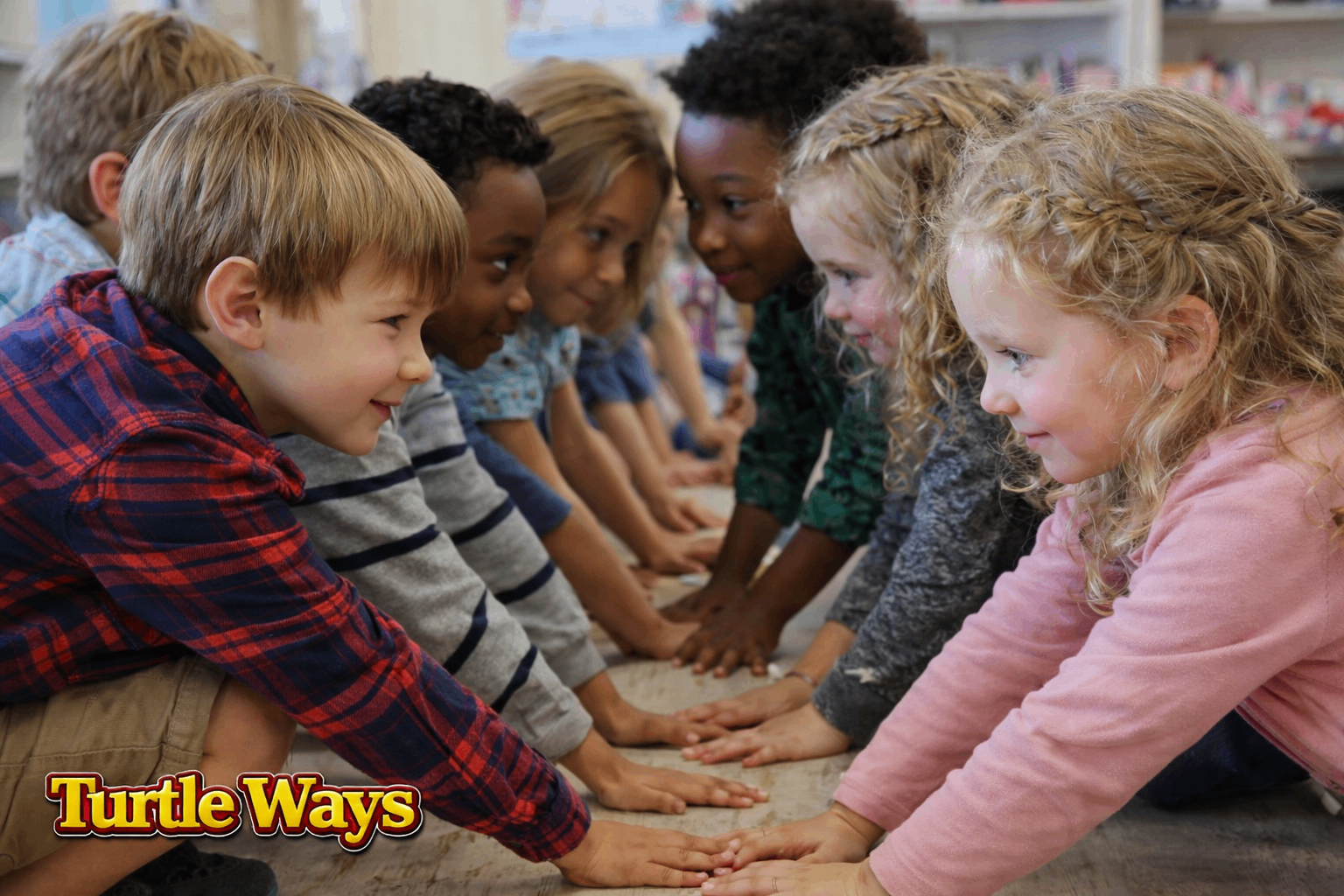 Diverse children collaborating and working together with Turtle Ways