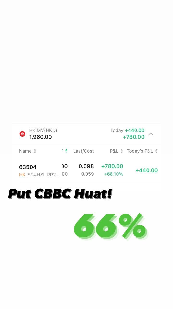 Put CBBC result — P&L +66%.