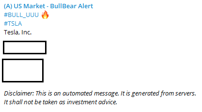TSLA — US Market BullBear Alert (#BULL_UUU) for Tesla, Inc.