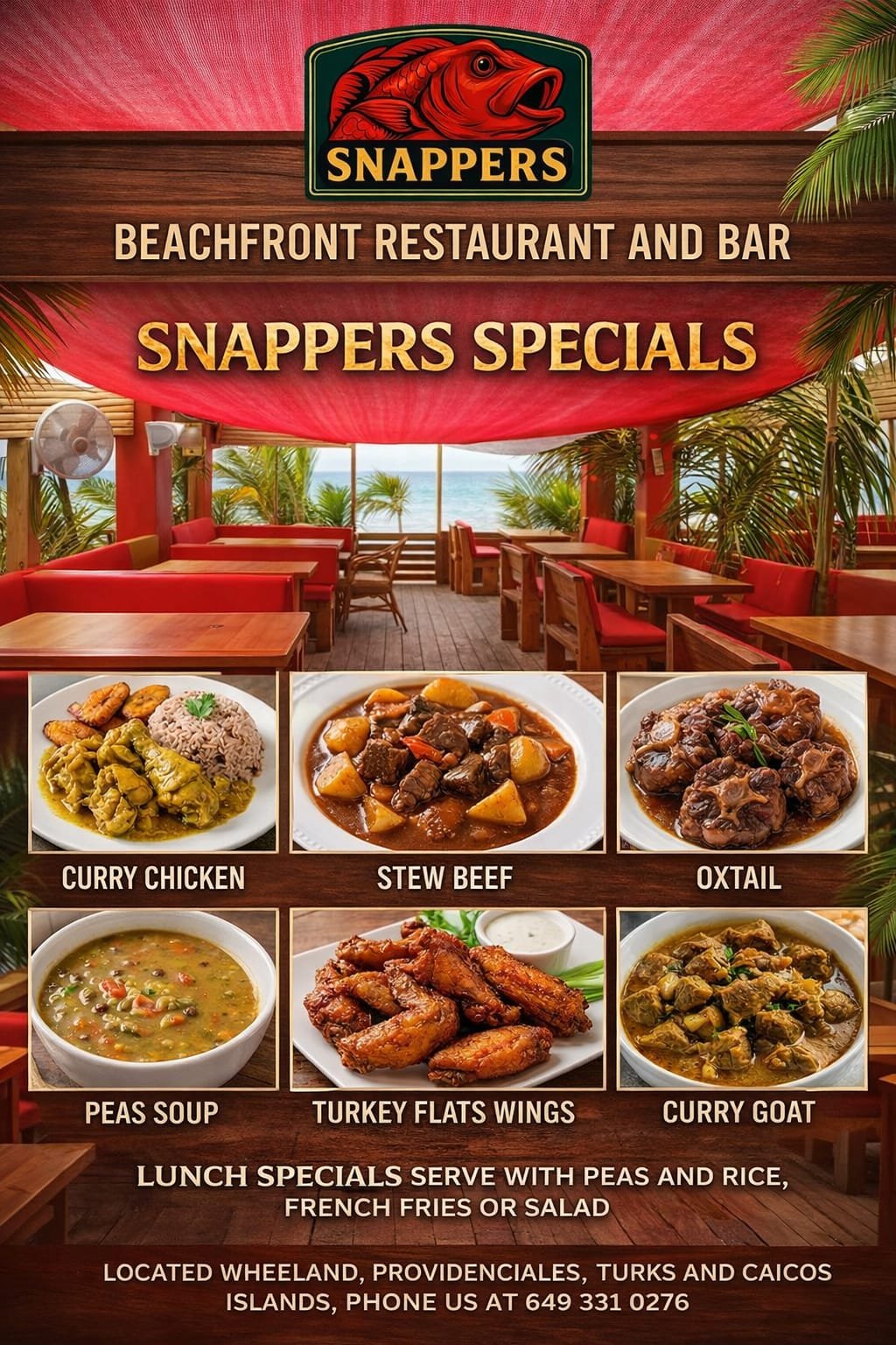 Snappaz Menu Snappers Beachfront Restaurant & Bar | Fresh Seafood in Turks & Caicos