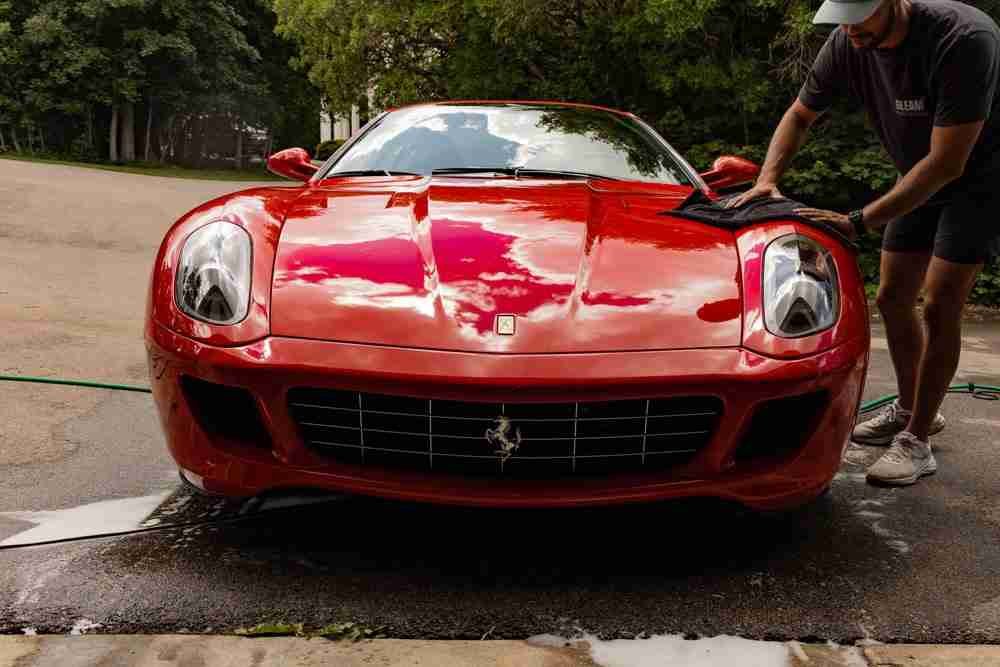 Detailing the sleek curves of a Ferrari