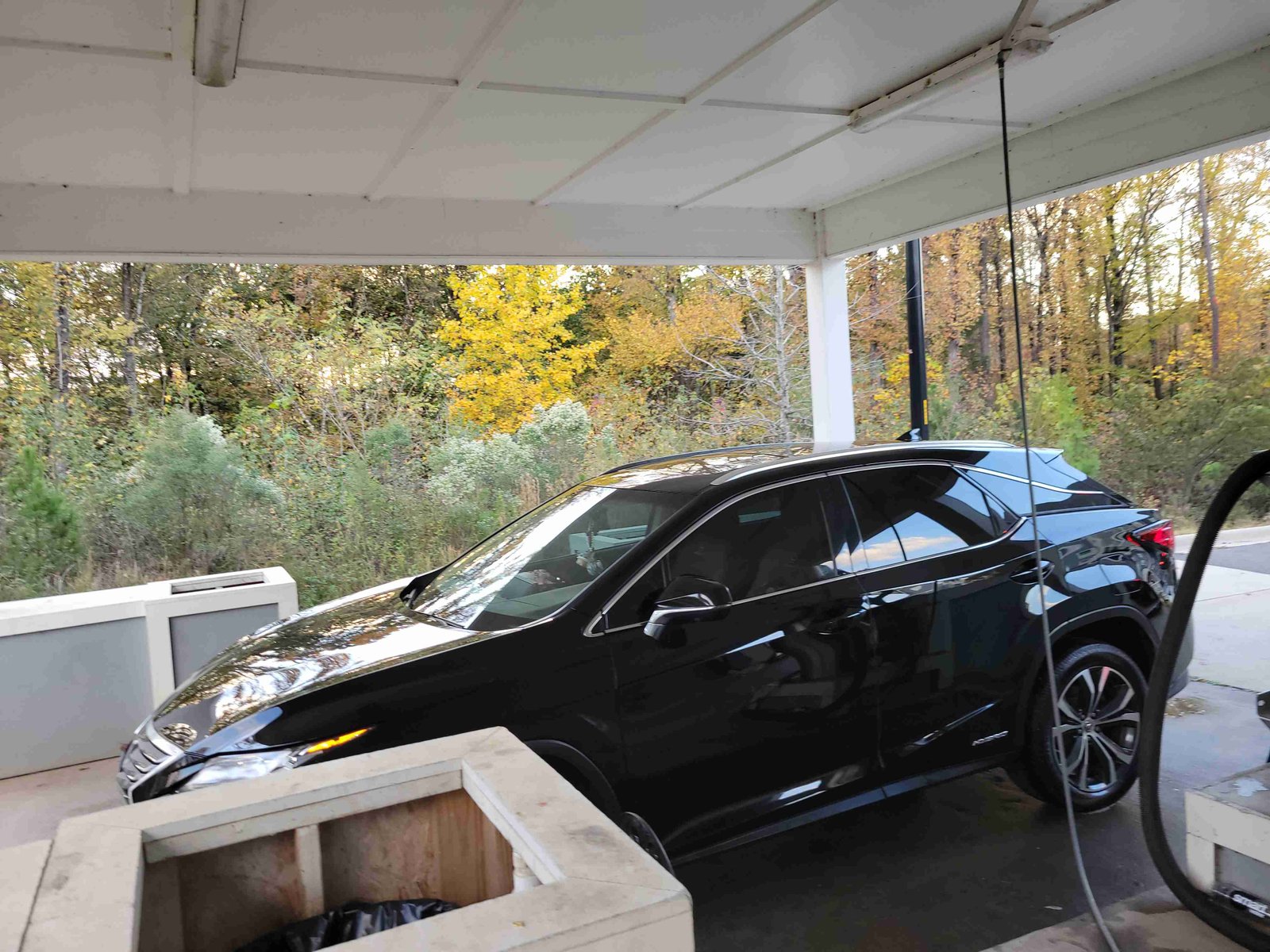 Reflective side of a black SUV