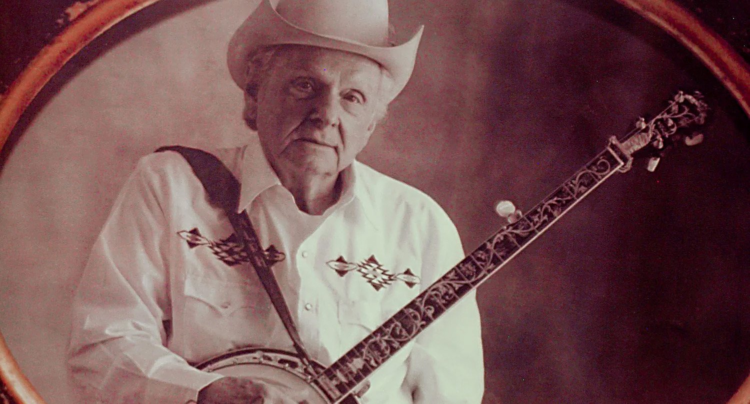 Ralph Stanley with banjo and cowboy hat