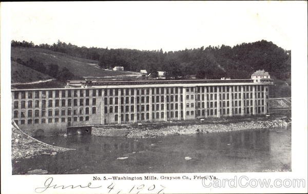 Historic brick architecture of the Washington Mill building in Fries Virginia