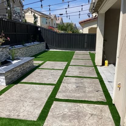 Large stamped concrete patio area
