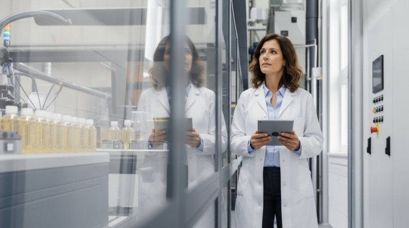 Vrouw in laboratorium