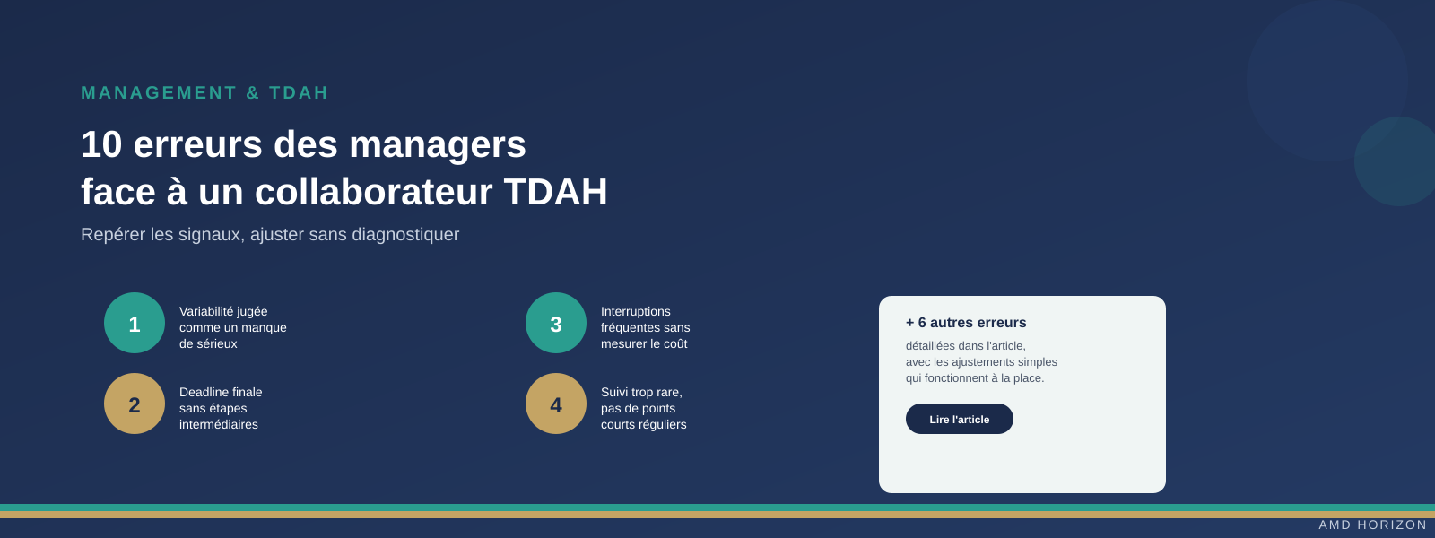 Management & TDAH — 10 erreurs des managers face à un collaborateur TDAH : repérer les signaux, ajuster sans diagnostiquer