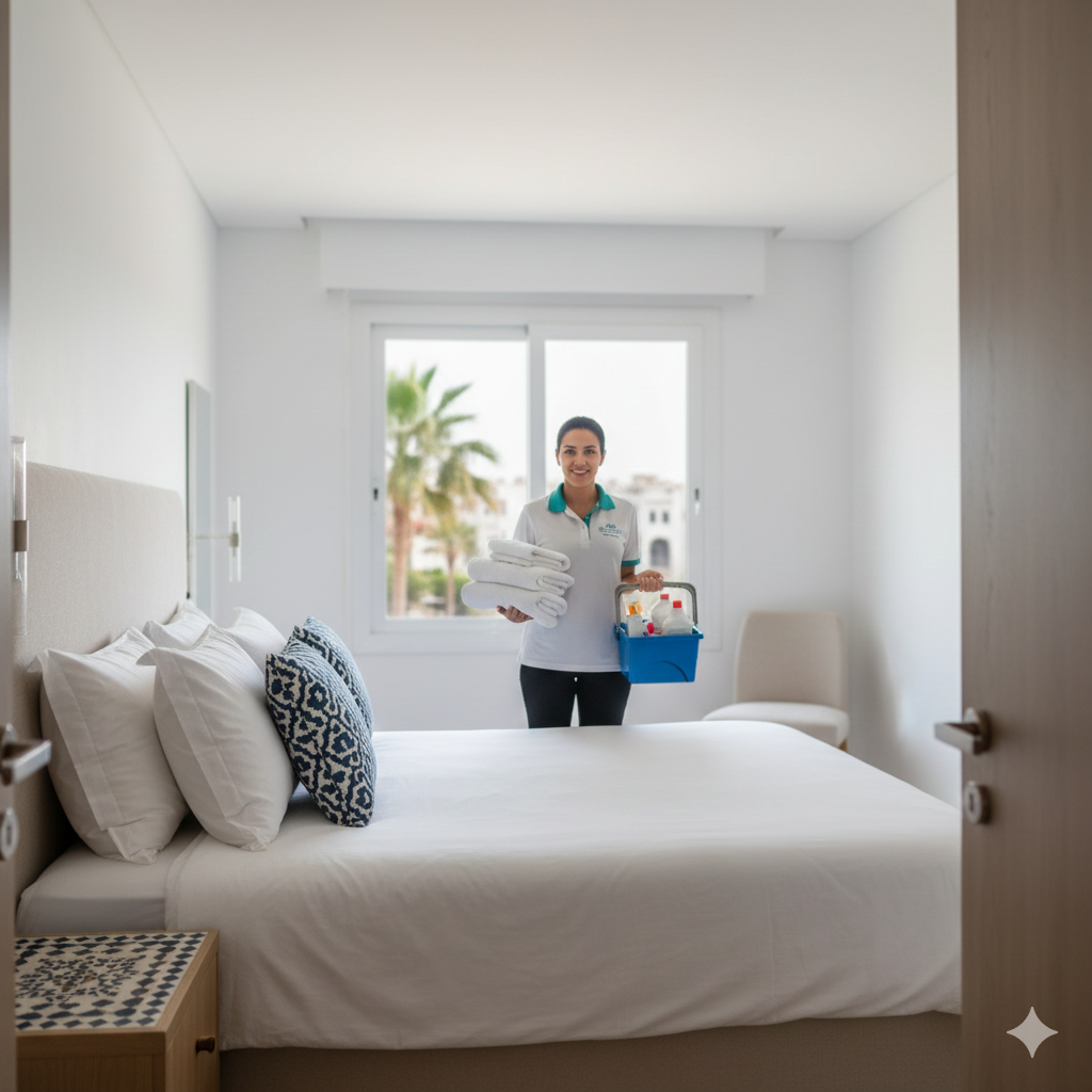 conciergerie agadir agence immobilière airbnb Service de ménage et préparation du linge pour les locations à Agadir