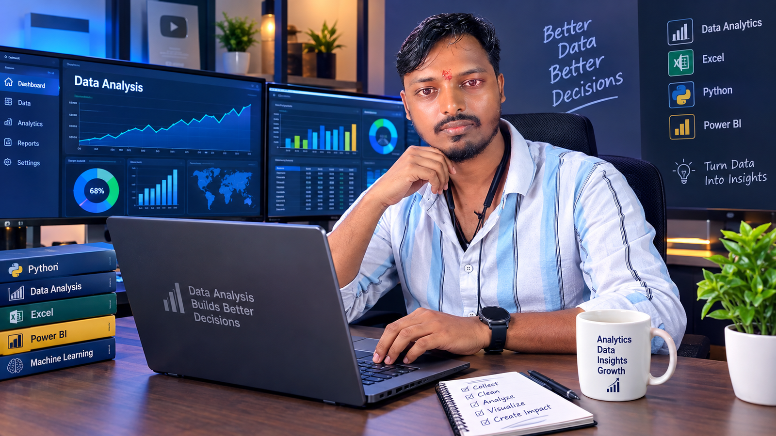 डैशबोर्ड और Analytics सेटअप के साथ प्रोफेशनल पोर्ट्रेट
