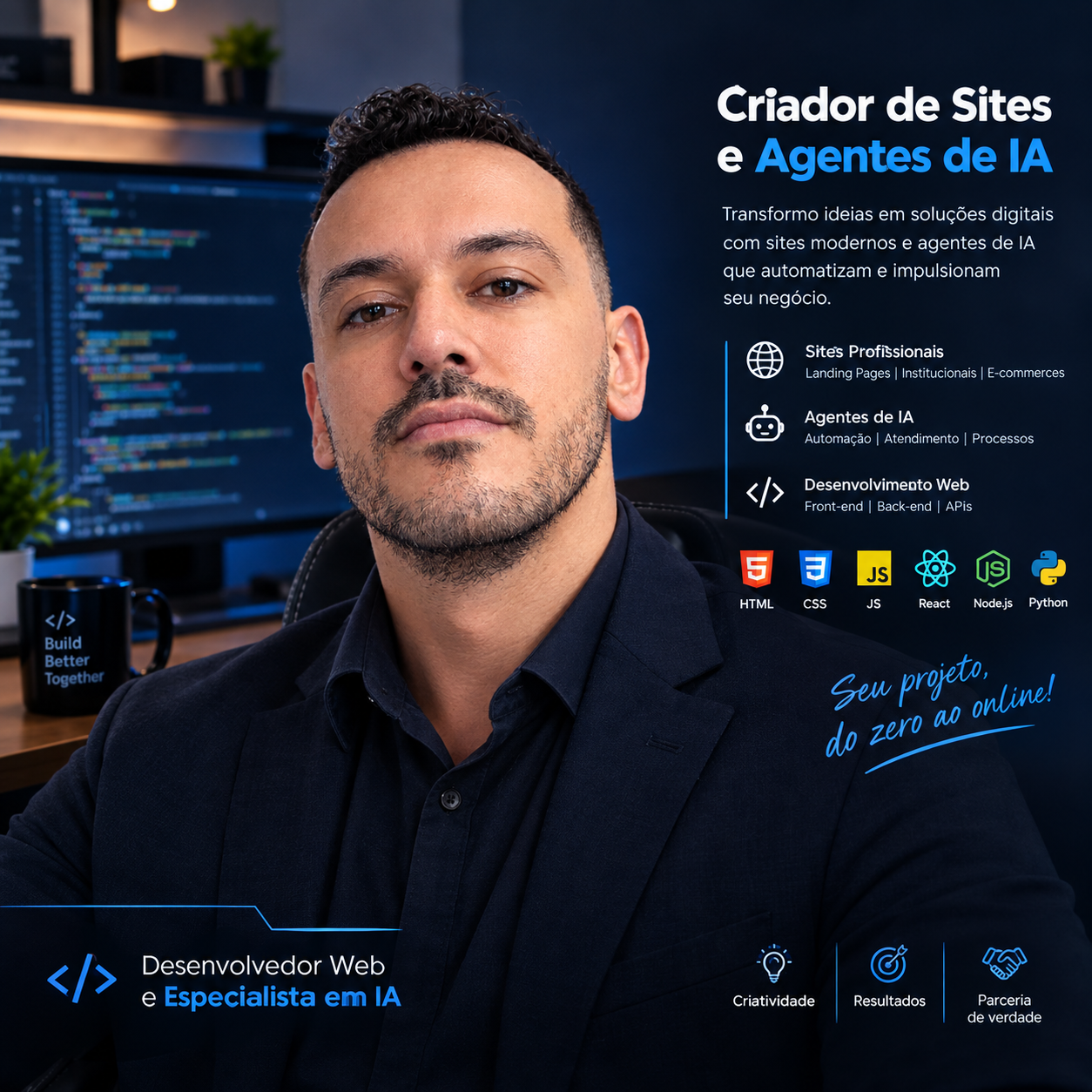 Apresentação profissional ZERO DEV — desenvolvedor web e especialista em IA