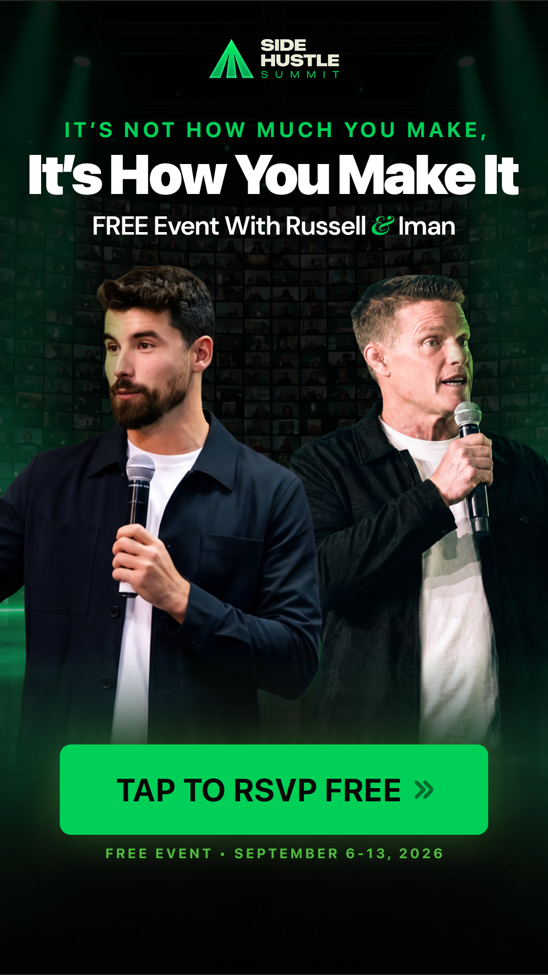 Russell Brunson and Iman Gadzhi on stage