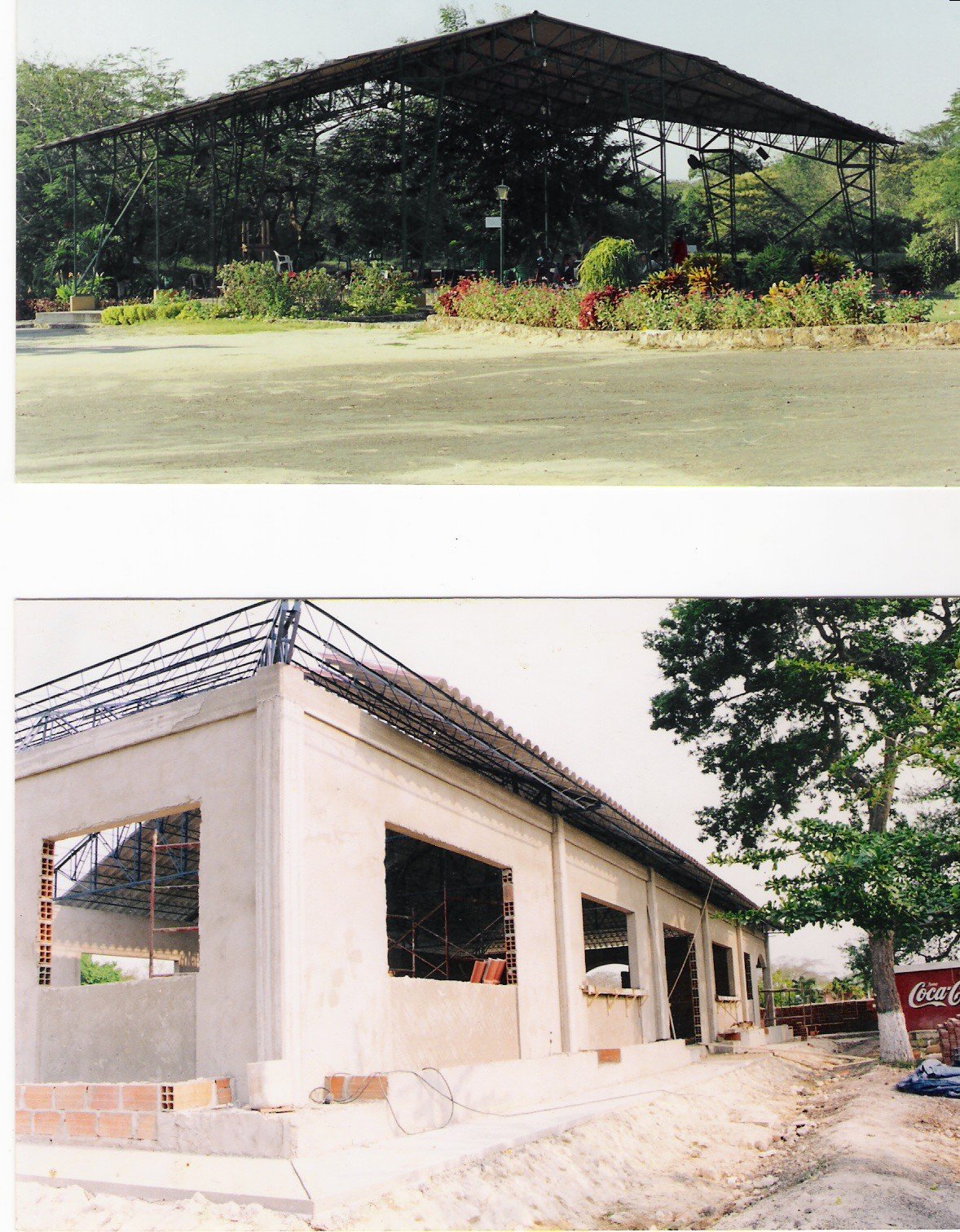 Estructura metálica en construcción, inicio del centro