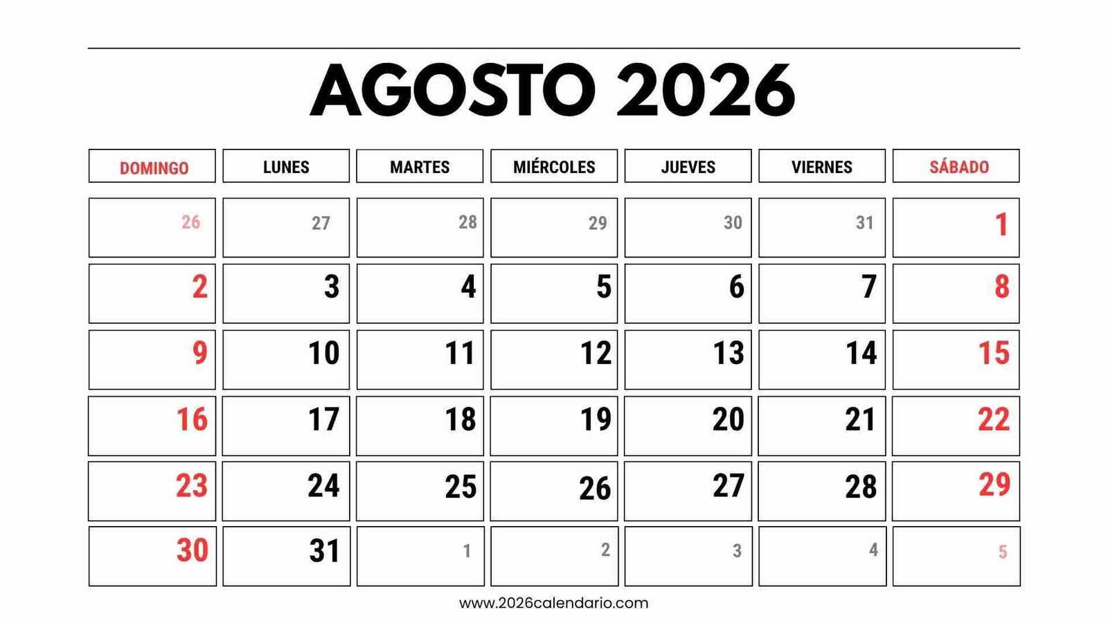 Calendario 2026