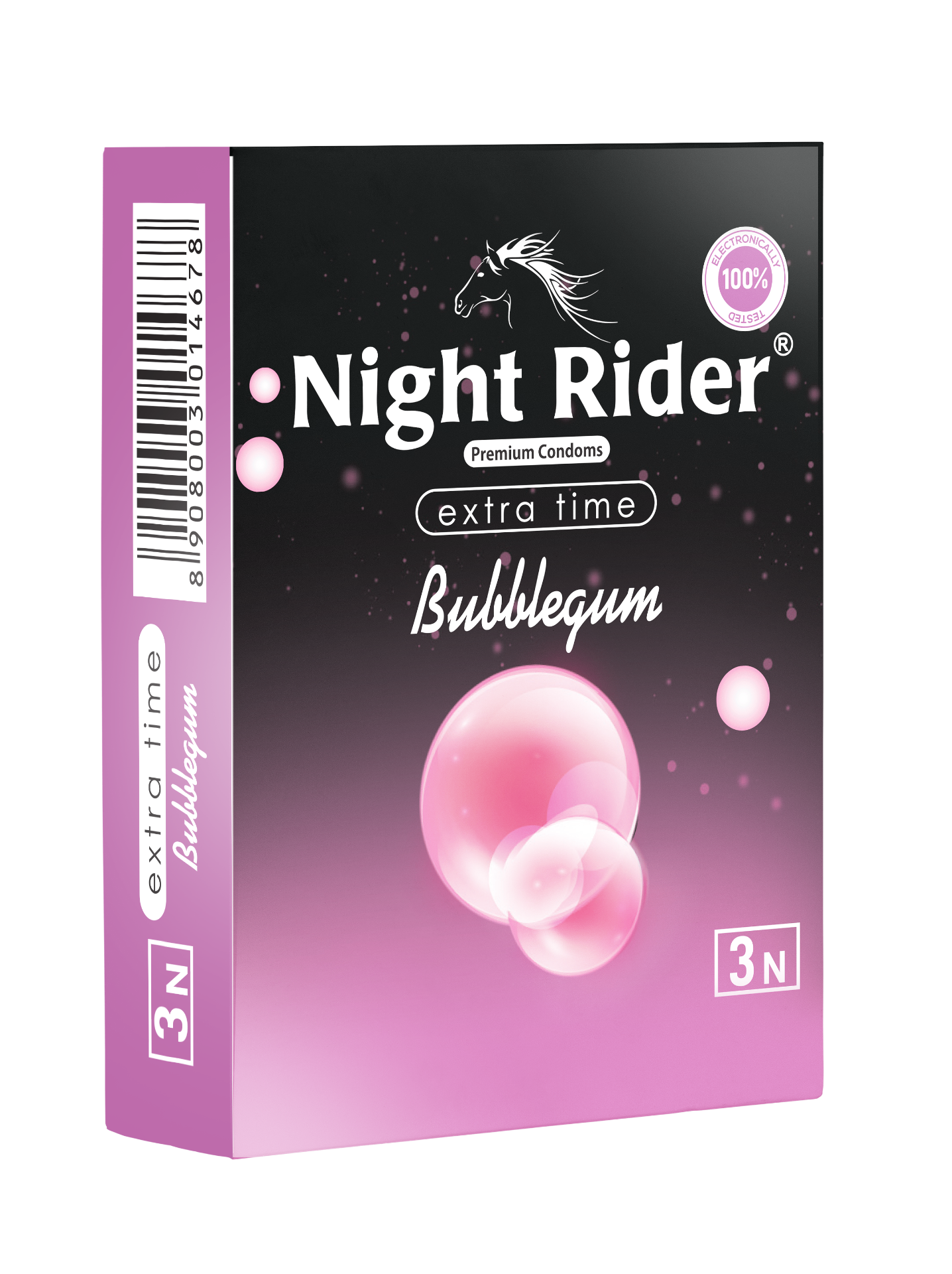 Night Rider Extra Time Bubblegum packaging, 3’s pack