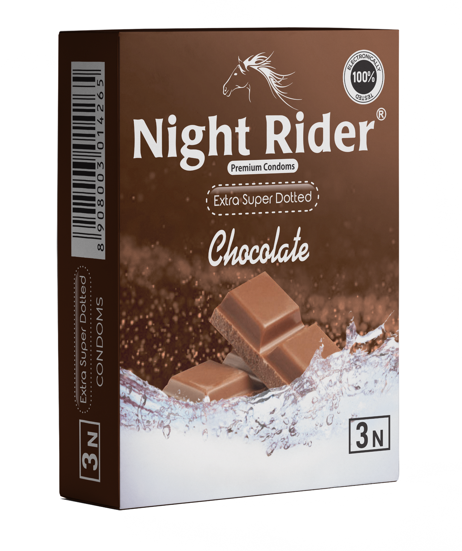 Night Rider Extra Super Dotted Chocolate packaging, 3’s pack