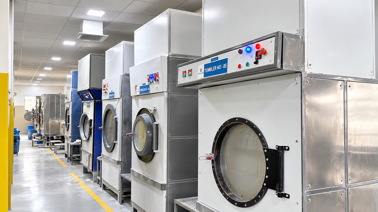 Tumbler dryers used for controlled drying and processing