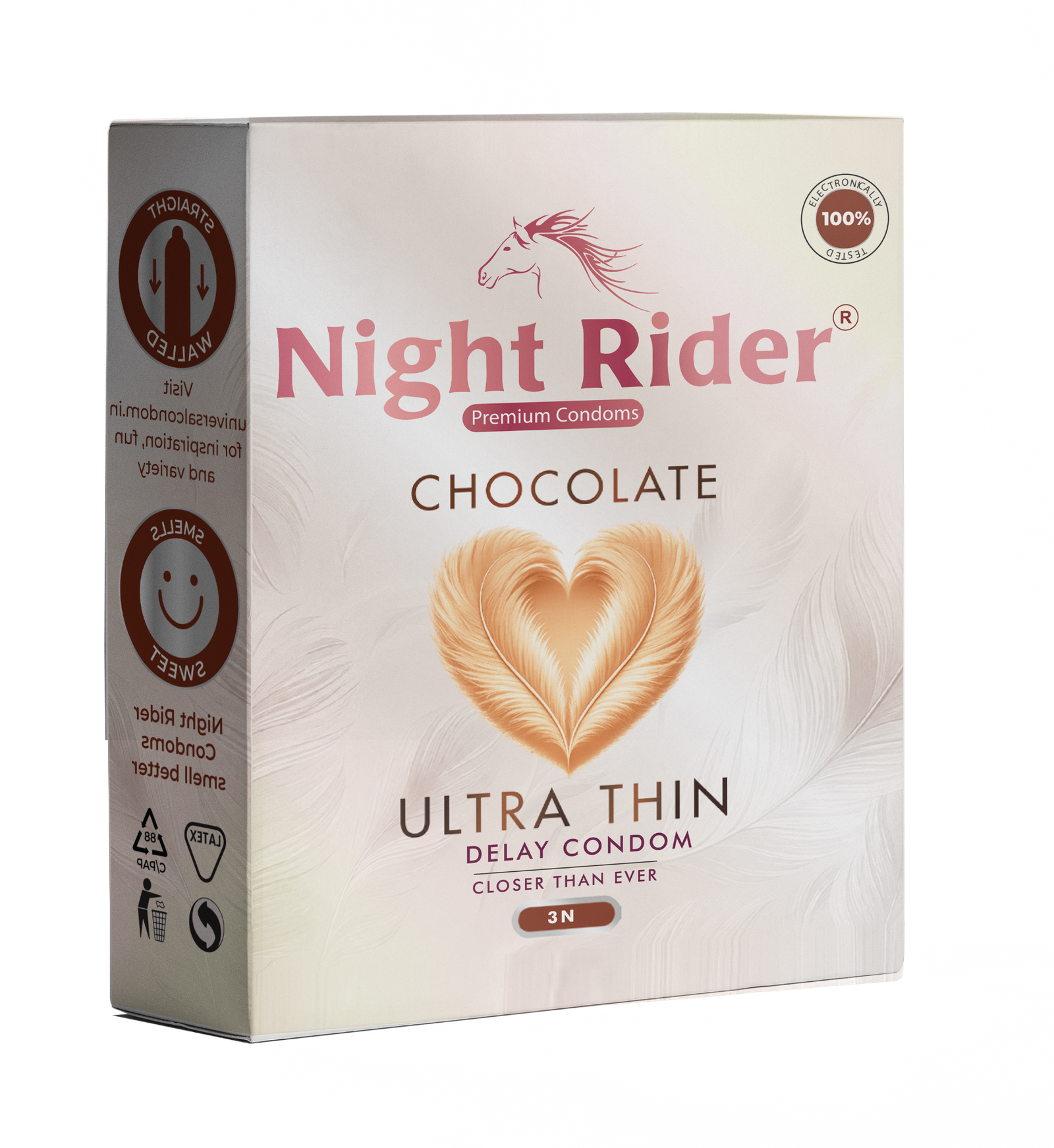 Night Rider Ultra Thin Delay Chocolate packaging, 3’s pack