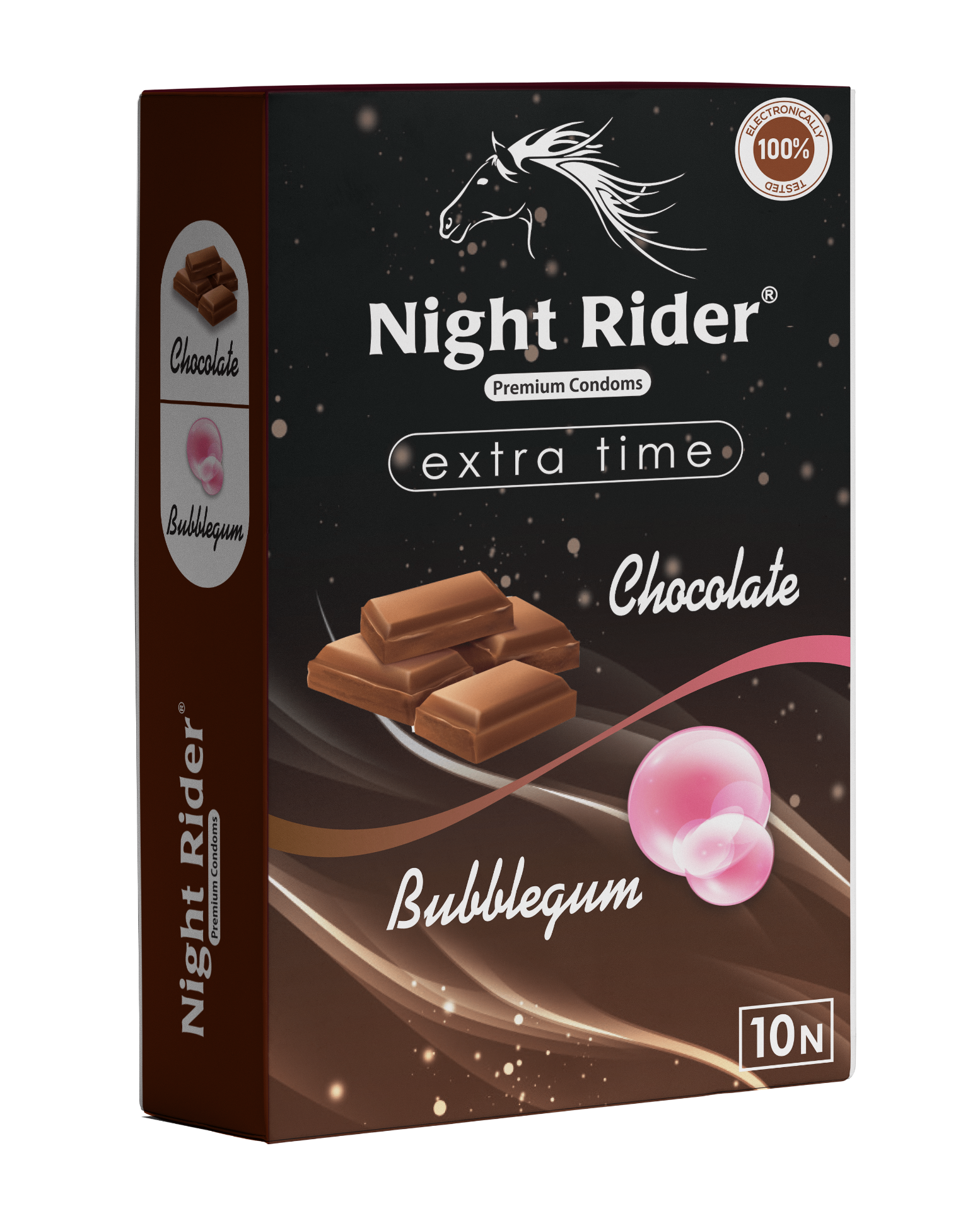 Night Rider Extra Time Chocolate & Bubblegum packaging, 10’s pack