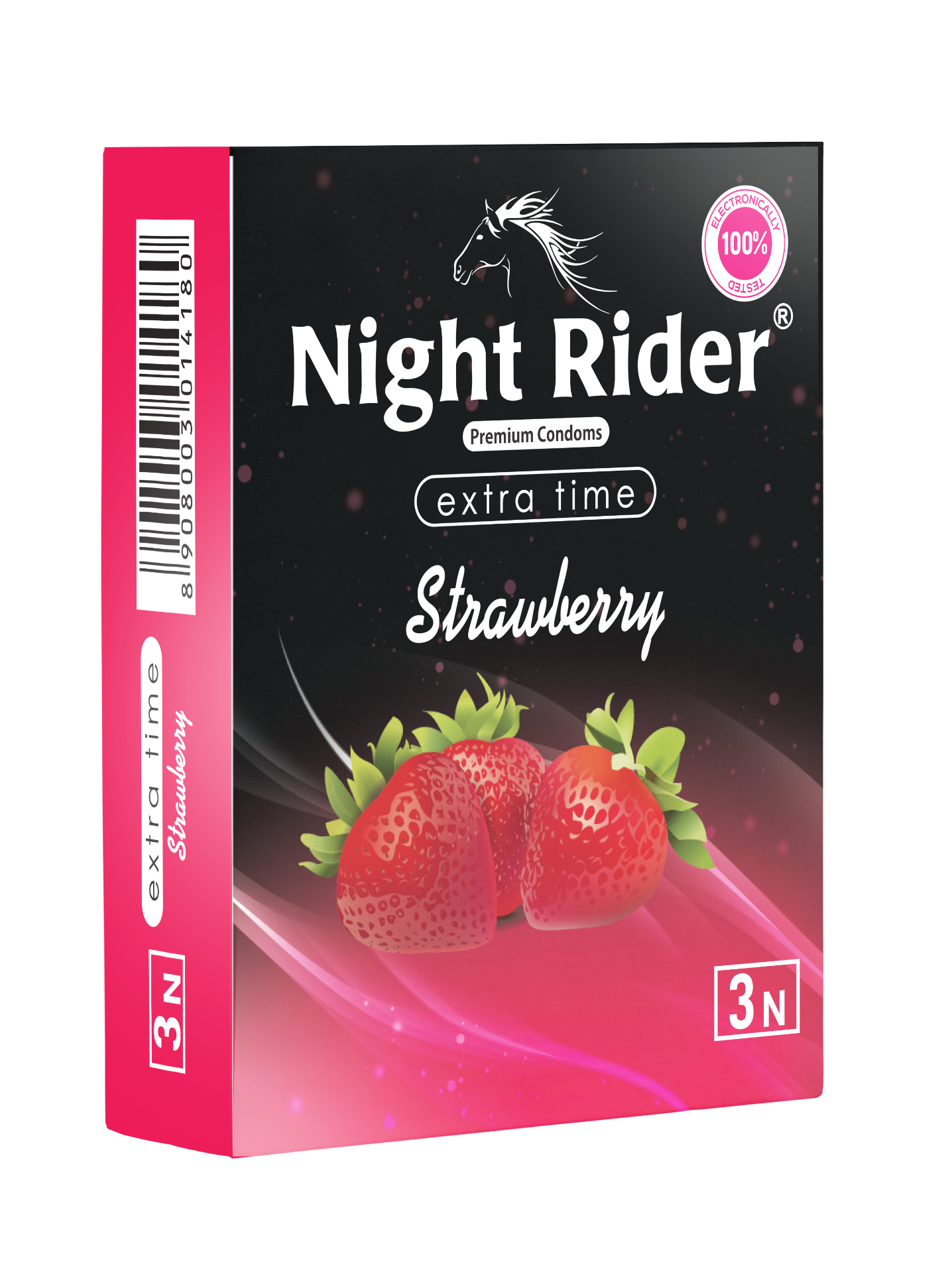 Night Rider Extra Time Strawberry packaging, 3’s pack