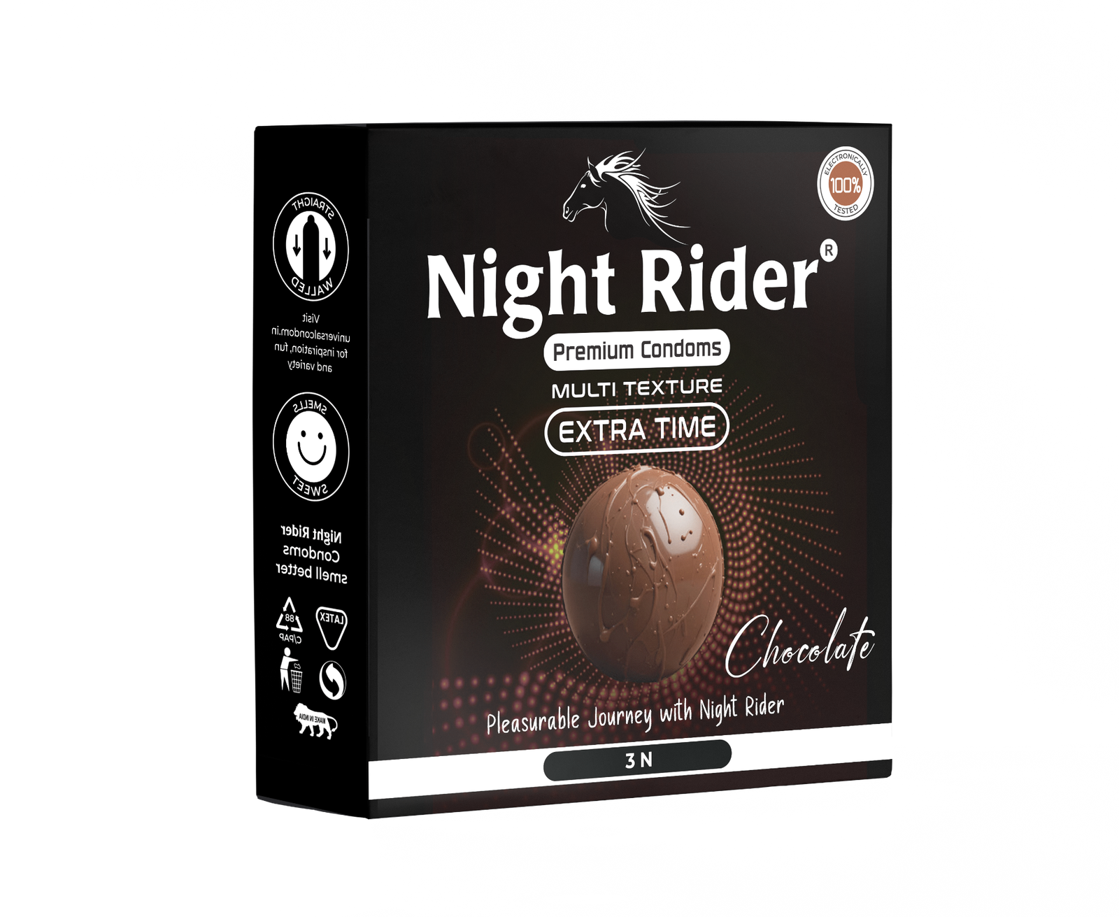 Night Rider Multi Texture Extra Time Chocolate packaging, 3’s pack