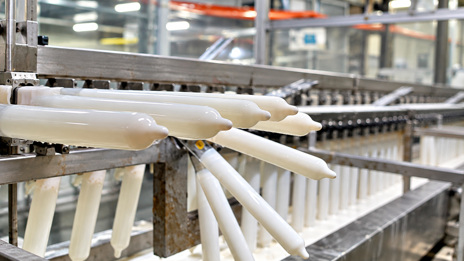 Fresh latex films on dipping-line formers