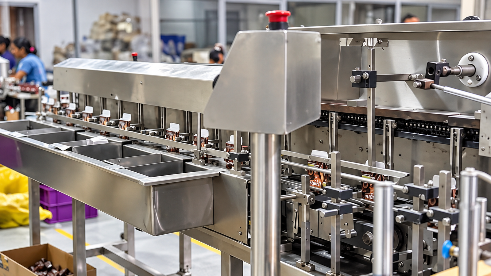 Online packaging conveyor sorting finished packs