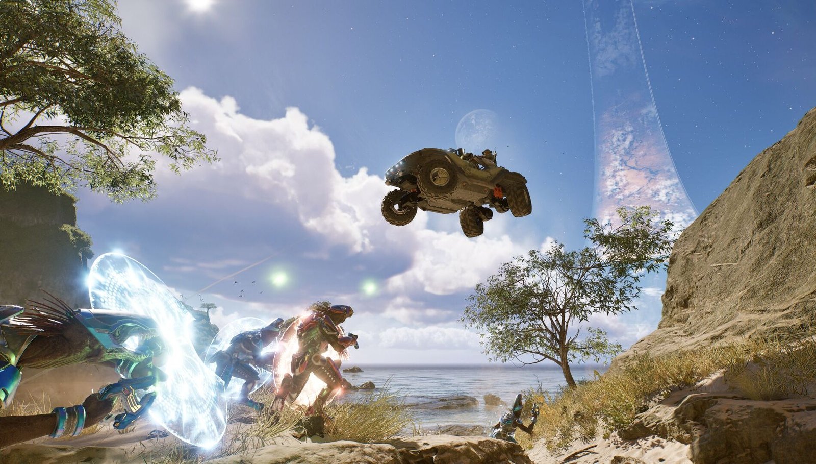 Veículo saltando em cenário de Halo