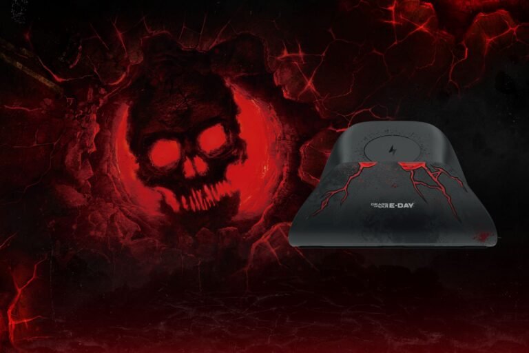 Base de Carregamento 8BitDo Gears of War: E-Day com design de asfalto rachado