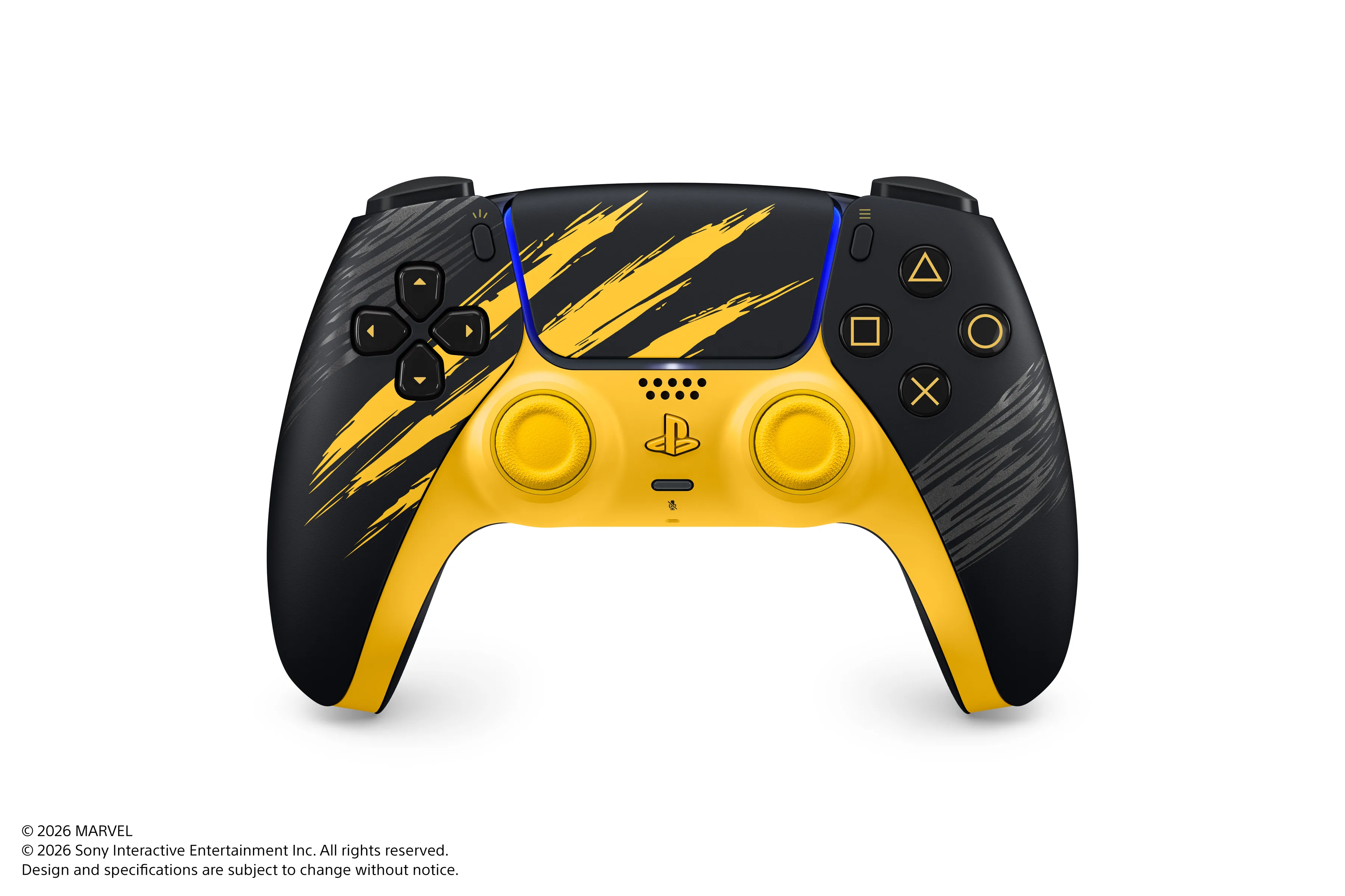 DualSense Battle Yellow com design de garras de Marvel's Wolverine