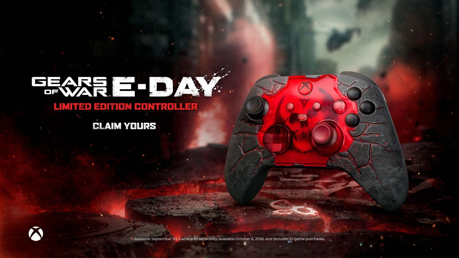 Controle Sem Fio Xbox Edição Limitada Gears of War: E-Day vermelho com rachaduras
