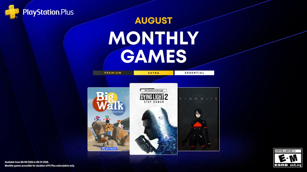 PS Plus de agosto: jogos mensais revelados — e Dying Light 2 lidera uma seleção variada