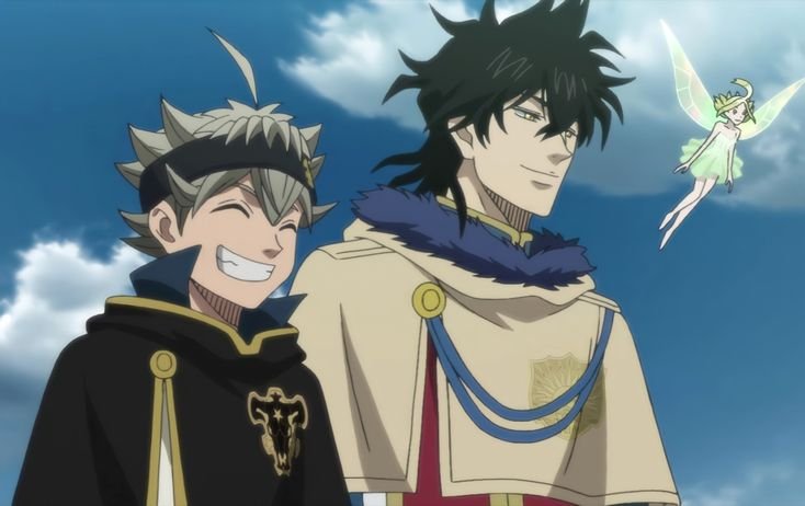 Personagens de Black Clover em uma cena ao ar livre