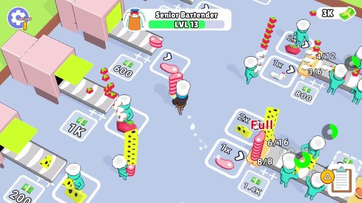 Buffet Boss gameplay mostrando gerenciamento de restaurante e clientes