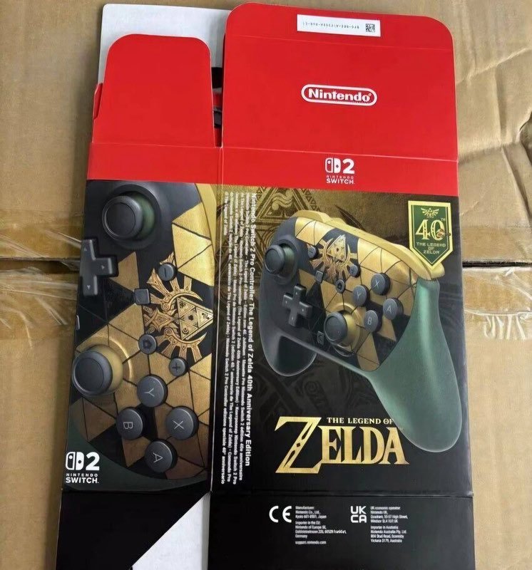 Embalagem do Nintendo Switch 2 Pro Controller The Legend of Zelda 40th Anniversary Edition