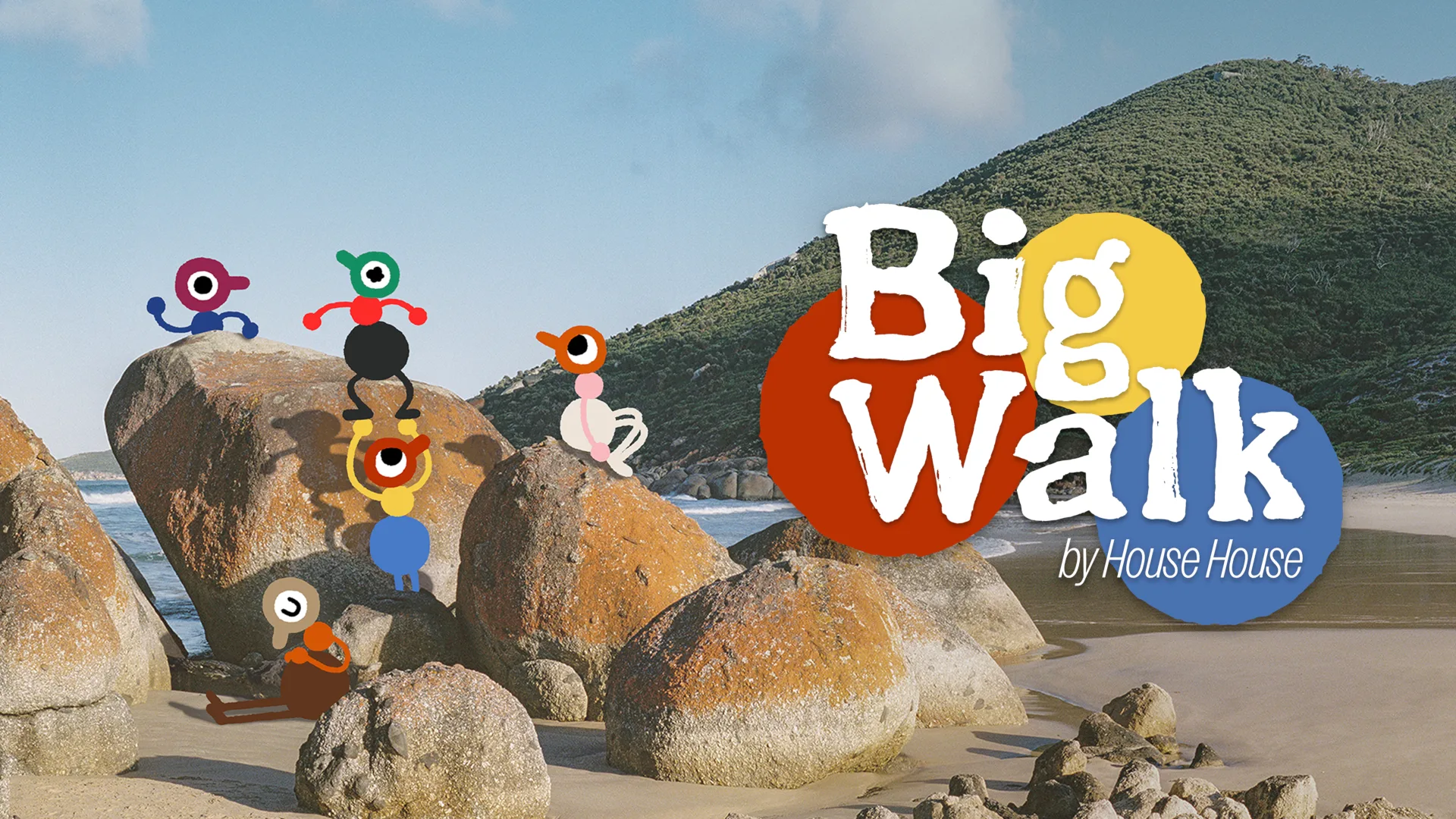 Big Walk - Gameplay com personagens coloridos em cenário de praia