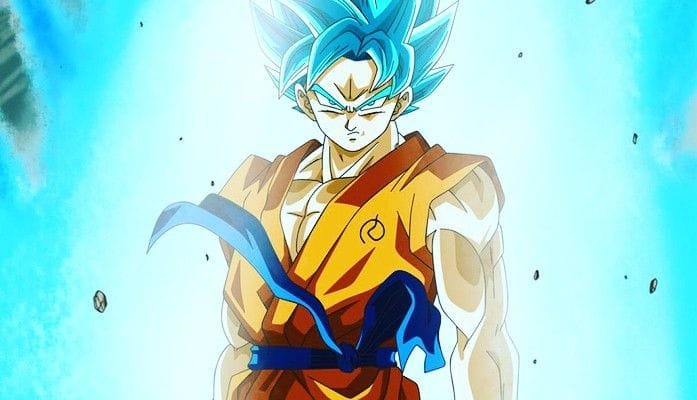 Goku em sua forma Super Saiyajin Deus Blue