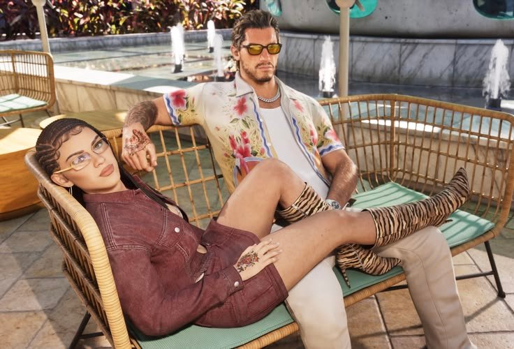 Imagem promocional de GTA 6 com personagens Jason e Lucia