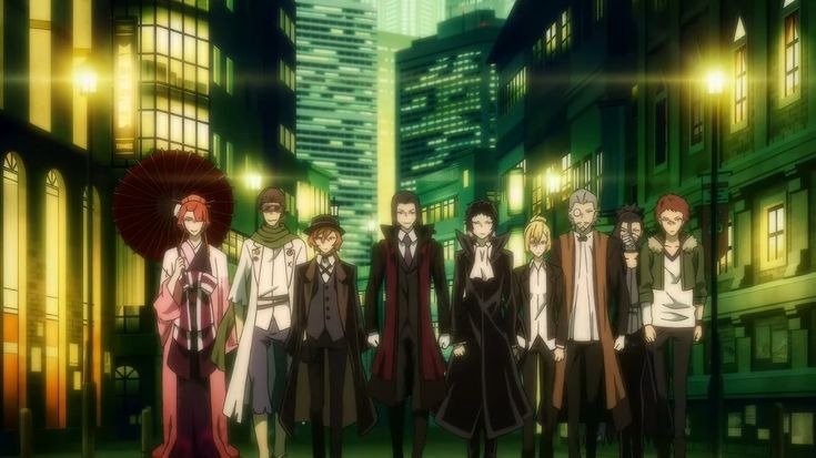 Bungou Stray Dogs - Personagens da Agência de Detetives em cena de ação