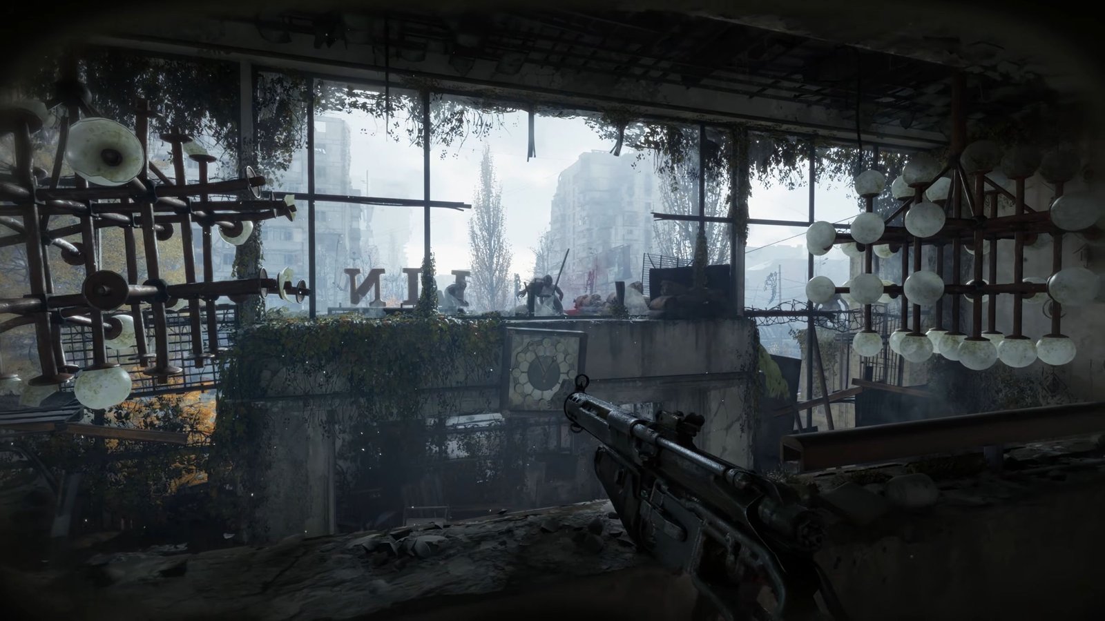 Cena de Metro 2039 em um ambiente pós-apocalíptico