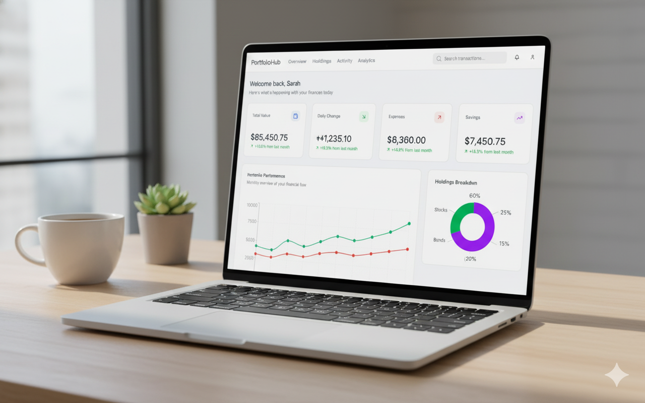 Main dashboard of a fintech application