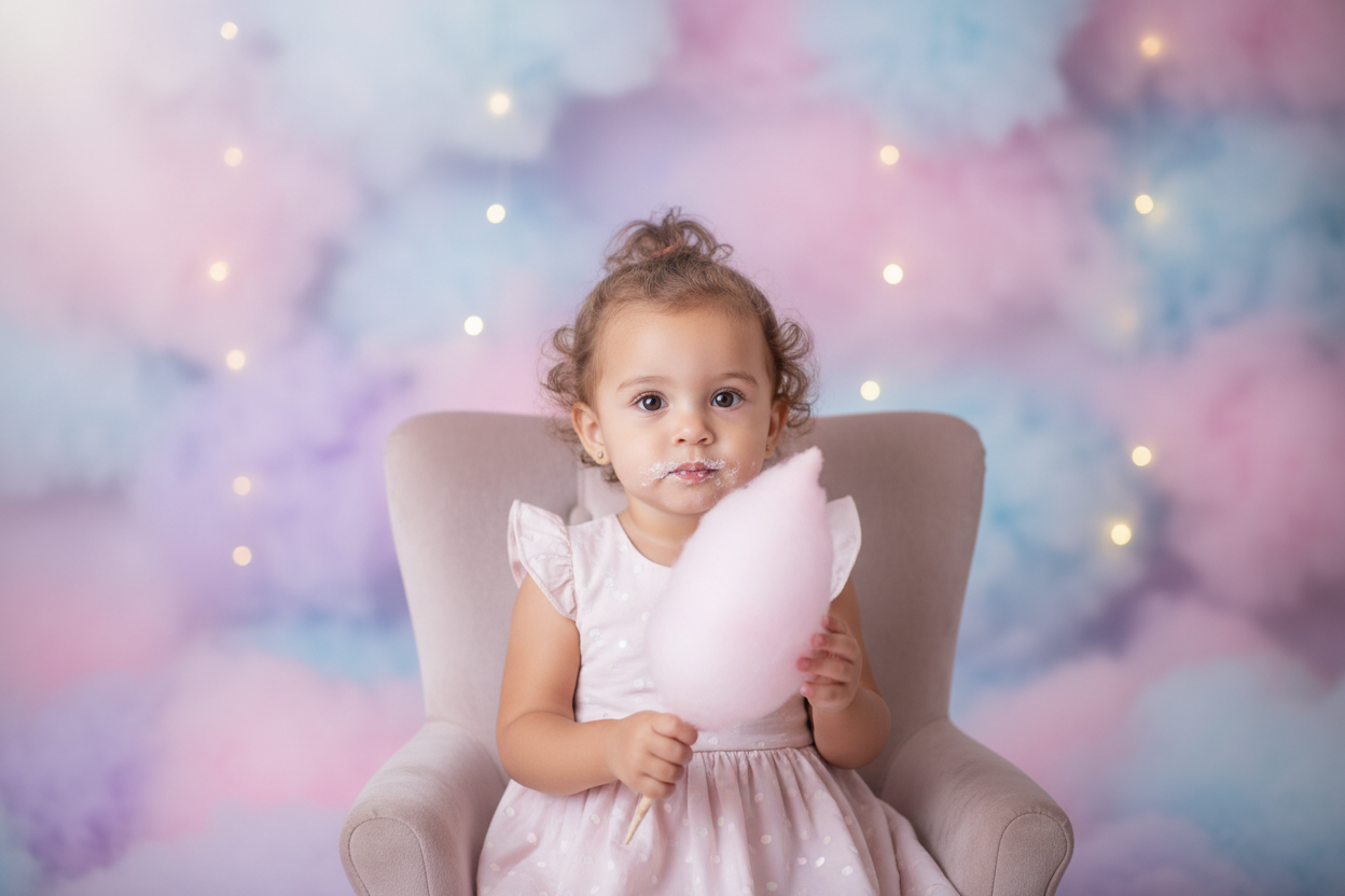 Menina usando vestido branco durante uma comemoração de aniversário