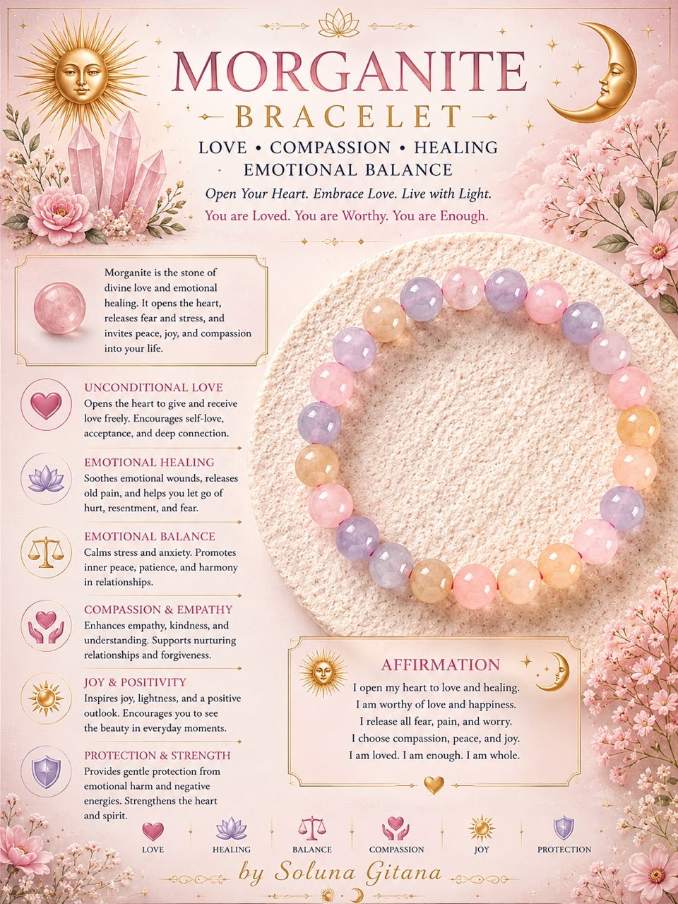 Morganite Bracelet - Love • Compassion • Healing | Soluna Gitana