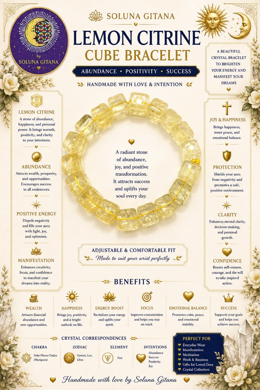 Lemon Citrine Cube Bracelet For Sale — handmade crystal jewelry by Soluna Gitana