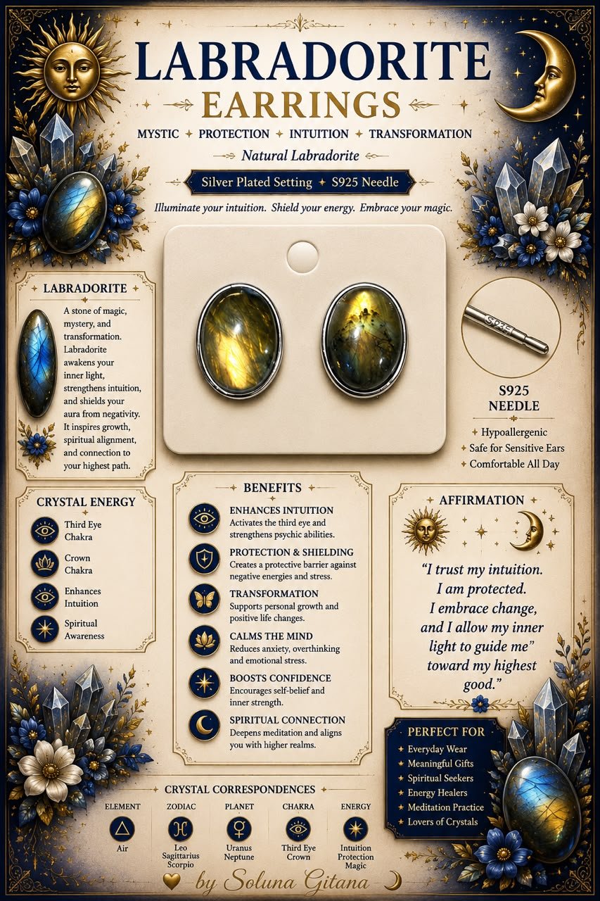 Labradorite Earrings For Sale — handmade crystal jewelry by Soluna Gitana