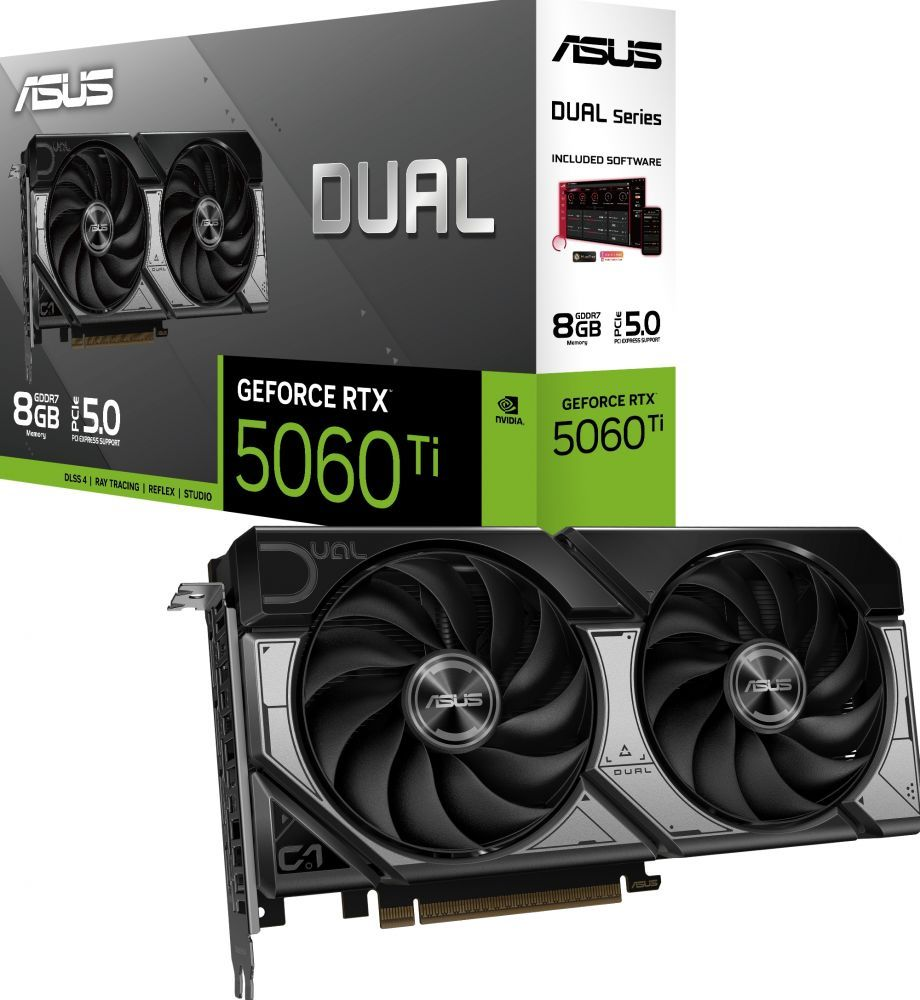ASUS Dual GeForce RTX 5060 Ti 8GB grafische kaart met verpakking
